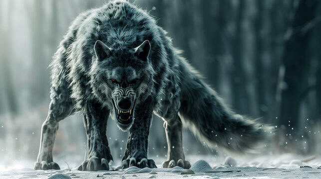Werewulf isolated on white, lycan fantasy character
