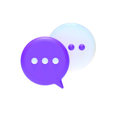 Purple round bubble double chat text conversation 3d icon