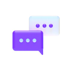 Purple square bubble double chat text conversation 3d icon