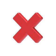 Obraz premium Red Denied Check Mark 3D Icon Illustration