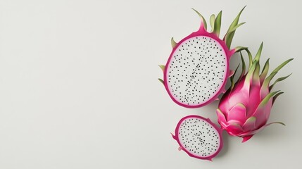 Delicate hand-drawn dragon fruit, minimalist composition, white canvas, intricate line work highlighting unique fruit structure