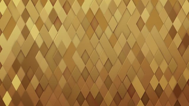 Abstract geometric rhombus pattern with lines. Gold flashing triangles and rhombuses. Loop animation background.