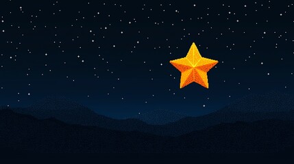 Obraz premium Pixel art minimalist animated blinking star