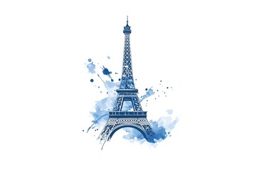 Vector hand drawn illustration with Eiffel tower. Paris.
