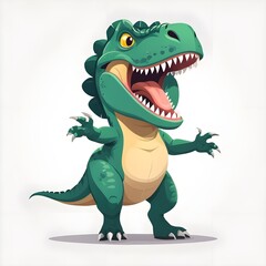 Fototapeta premium Cartoon roaring Tyrannosaurus rex. Illustration vector. 
