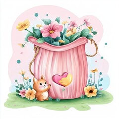 Naklejka premium Zerowaste initiatives, environmental element, photorealistic illustration, clean tones, isolated on white background, clipart, watercolor clipart, isolated on white background