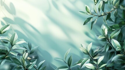 Serene green leaves creating a calming and natural background with gentle shadows and sunlight, perfect for nature-themed designs.