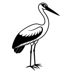 Stork Vector Illustration - Cute Cartoon Clipart, Logo Icon, and Funny Animal Design