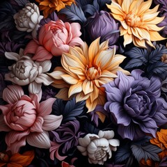 Floral Tapestry - A Symphony of Colors and Textures