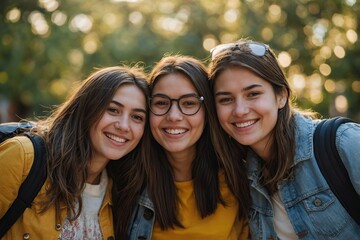 Obraz premium Happy friends enjoying time together while studying abroad in a program