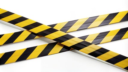 Yellow and Black Caution Tape Isolated on White.