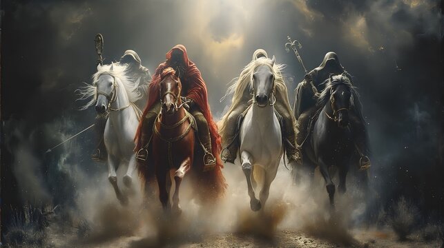 The Four Horsemen of the Apocalypse, Biblical Illustration from the Book of Revelation