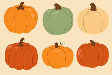 Vector illustration set of cute doodle pumpkins for digital stamp,greeting card,sticker,icon,design