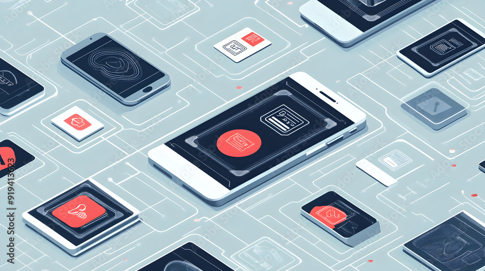 Poster - an illustration of digital identities being secured with multi-factor authentication and biometric