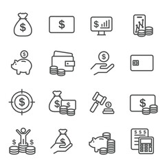 Money, Business Online payment, Tickets Line icons vector