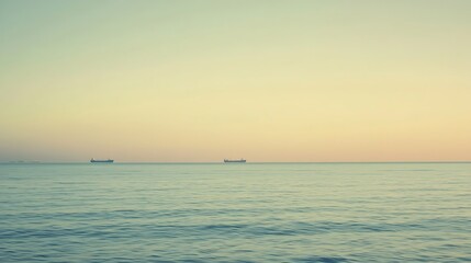 Obraz premium Seascape with Ships at Dusk