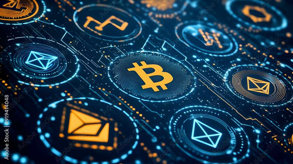Poster digital wallet displaying cryptocurrency - an illustration of a digital wallet screen showcasing var
