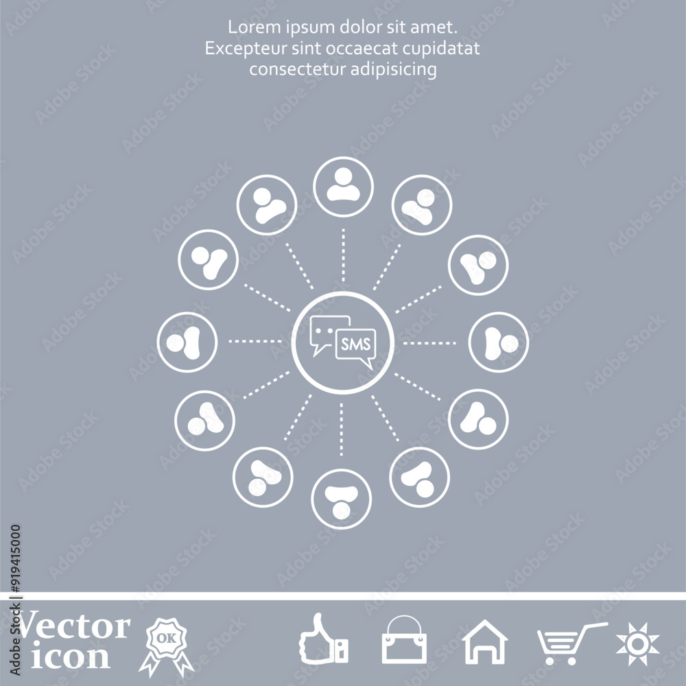 Poster vector icon of white color on a gray background