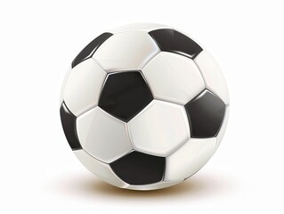 Fototapeta premium Realistic soccer ball on white background, 3D vector style.
