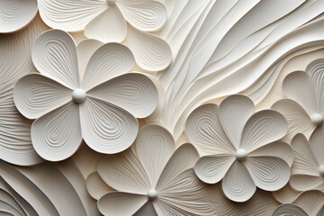 Abstract Floral 3D Design in White and Beige Tones