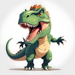 Obraz premium Cartoon roaring Tyrannosaurus rex. Illustration vector. 