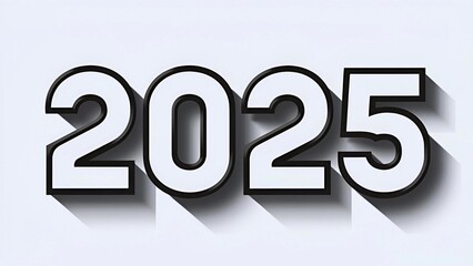 A bold and graphic representation of 2025 with strong shadows, offering a modern and striking look.