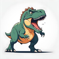 Fototapeta premium Cartoon roaring Tyrannosaurus rex. Illustration vector. 