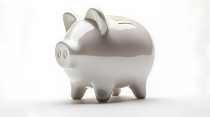 Obraz premium white piggy bank on white background,