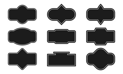 collection of black label shapes with white outline frame