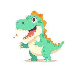 Fototapeta premium Cartoon roaring Tyrannosaurus rex. Illustration vector. 