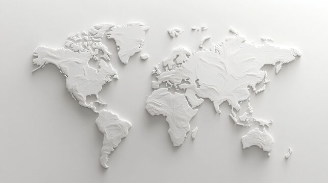 Fototapeta White World Map on Grey Background