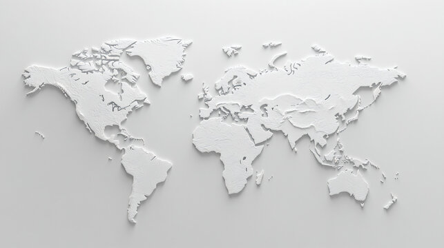 Fototapeta White 3D World Map.