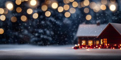 Christmas holidays decoration with colorful lights, trees and ornaments. Christmas conceptual background image.