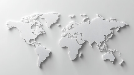 3D White World Map Illustration. © SunPunjiStudio