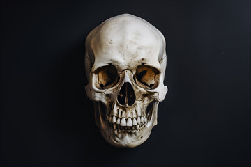 Fototapeta premium Skull on a dark background. Halloween atmosphere