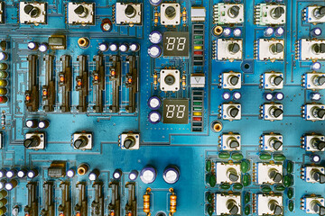 Electronic printed circuit board with with potentiometers and radio components