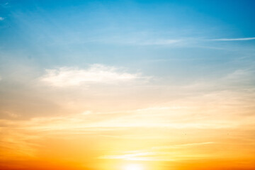 Beautiful , luxury soft gradient orange gold clouds and sunlight on the blue sky perfect for the...