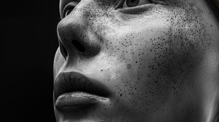 An abstract portrait in monochrome, exploring the depth of human expression through digital art techniques.