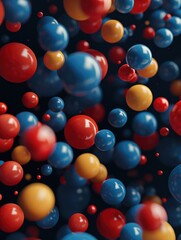 Collection of spheres in vivid hues, floating in a dark space.