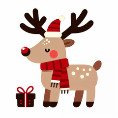Christmas reindeer on white background. AI