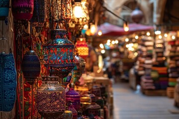 Close-Up of Vibrant Middle Eastern Bazaar Stalls