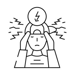 boy kid stress headache line icon vector. boy kid stress headache sign. isolated contour symbol black illustration