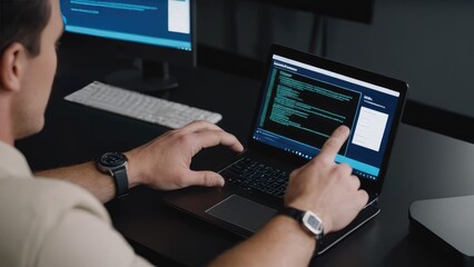 An employee explains the information security policy, highlighting key protocols to protect data and ensure cybersecurity within the organization