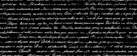 Seamless unreadable poetry vector banner. Cursive english text written by a pen. Seamless horizontal pattern with latin or english illegible words. Abstract linear cursive lettering, handwritten text.