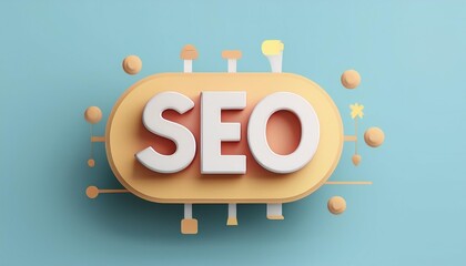Colorful 3D representation of the word 'SEO', symbolizing digital marketing and online visibility.