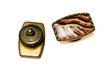 Vintage Cufflinks with White Enamel on White Background