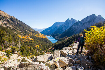 Fototapeta premium Autumn landscape in Aiguestortes and Sant Maurici National Park, Spain