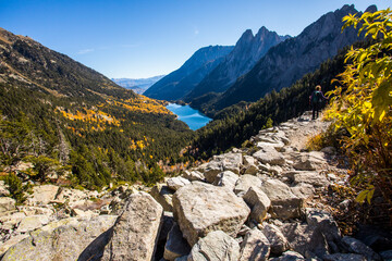 Autumn landscape in Aiguestortes and Sant Maurici National Park, Spain