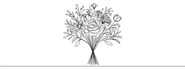 Logo Wild flower bouquet line, Logo Botanical, Floral, and Aesthtetic.