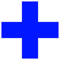 Fototapeta premium Blue cross isolated on transparent, png. Blue cross symbol. plus sign, blue cross sign